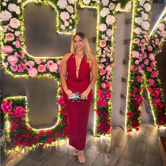 Red halter sparkly maxi dress - Picture 1 of 1